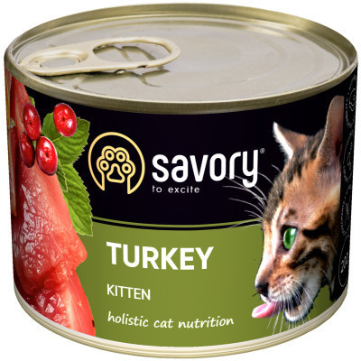Вологий корм для кішок Savory Cat Can Kitten (індичка) 200 г (4820232630686) Вінниця - фото 1