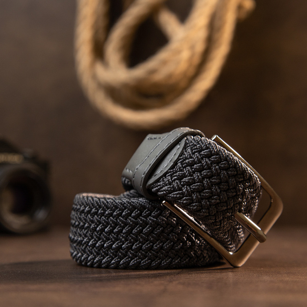 Текстильный мужской ремень классика Vintage 20522 Серый Киев - изображение 1