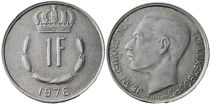 Монета 1 франк. 1976 год, Люксембург. Полтава - изображение 1