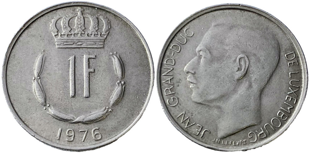 Монета 1 франк. 1976 год, Люксембург. Полтава - изображение 1