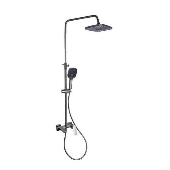 Душевая система из латуни Qtap Gemini на три потребителя (с изливом) QTGEM111GMB45688 Gunmetal Black PVD Харьков