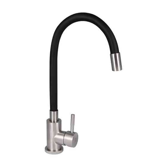 Змішувач для кухні Lidz Aria 04R-BFS U-подібний гнучкий Black (k35) чорний Київ