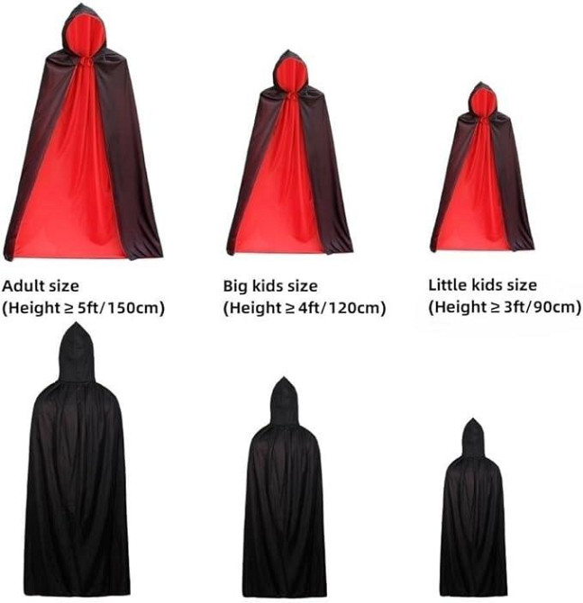 Плащ вампира Дракулы ведьмы накидка волшебника красной шапочки черный красный для Хэллоуина 140 см Киев - изображение 3