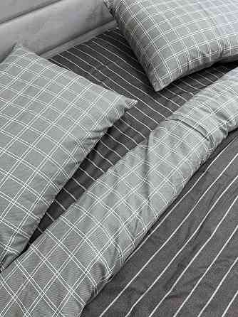 Ecotton Комплект постільної білизни Ecotton Євро 210х220 см сірий клітинка лінія (20001АВ) Коломия