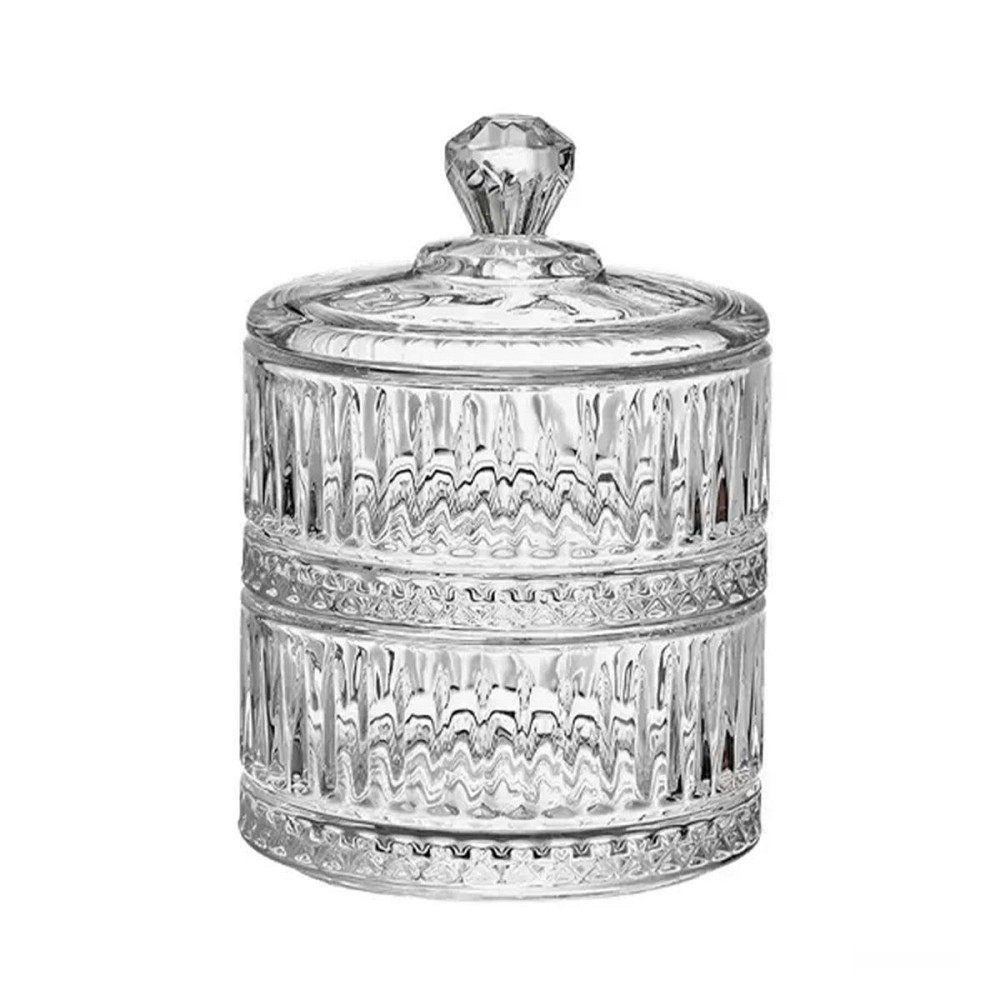 Двоярусна кругла скляна конфетниця Ø 10 см Київ - фото 1