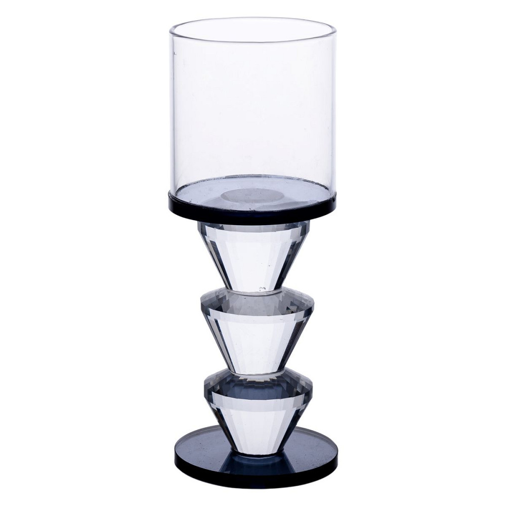 Yiwu Підсвічник скляний 6×15.7 см на одну свічку підсвічник келих на ніжці декоративний Сірий H Коломия - фото 1