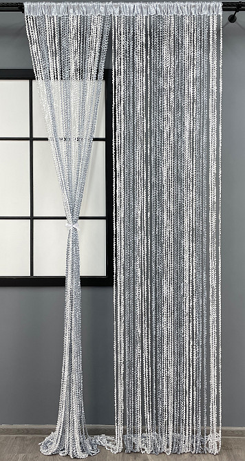 Шторы-нити спираль с люрексом Белый с серым 300х300см 1 шт (61-052) Киев - изображение 2
