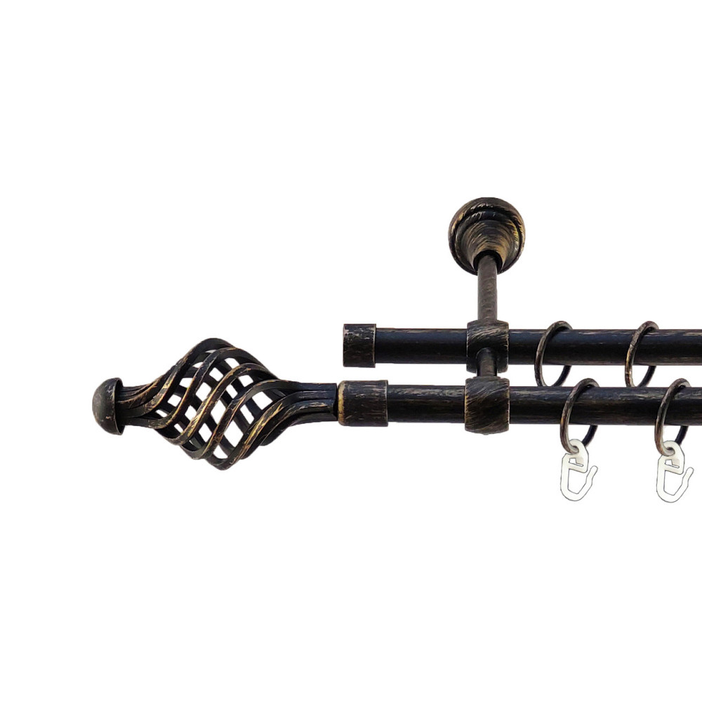 Карниз Orvit Арезо металевий дворядний литий Чорне Золото 16\16 мм 160 см (5468252) Львов - изображение 1