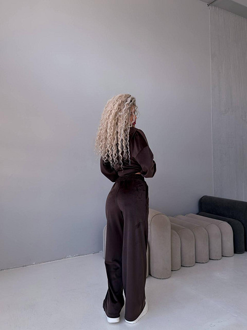 Жіночий велюровий комплект-трійка Шоколадний, 42/46 Харків - фото 5