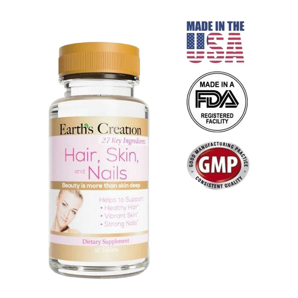 Витамины для волос кожи и ногтей Earths Creation Hair, Skin & Nails 60 tabs Луцк - изображение 2