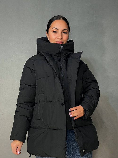 Куртка жіноча Lady Yep 9010 подовжена подвійна застібка з капюшоном чорна, чорний, 46 Київ - фото 17