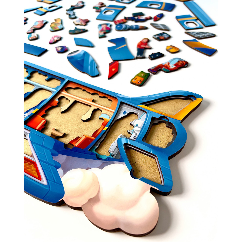 Дерев'яний Пазл-вкладиш "Літак" Ubumblebees PSF161 Вінниця - фото 3