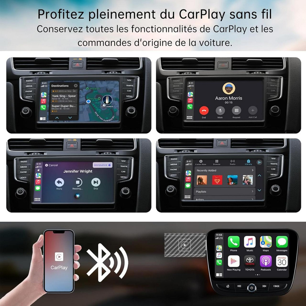 Беспроводной адаптер CarPlay 2024 для iPhone iOS 12+ Plug&Play, для авто со штатным проводным Карплей Wi-Fi Киев - изображение 4