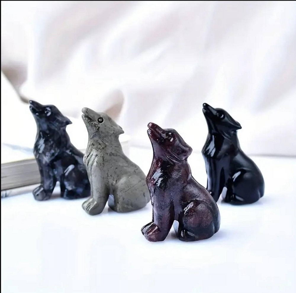 Вовк з чорного обсидіану – мініатюрна фігурка-оберіг, 5 см Київ - фото 2