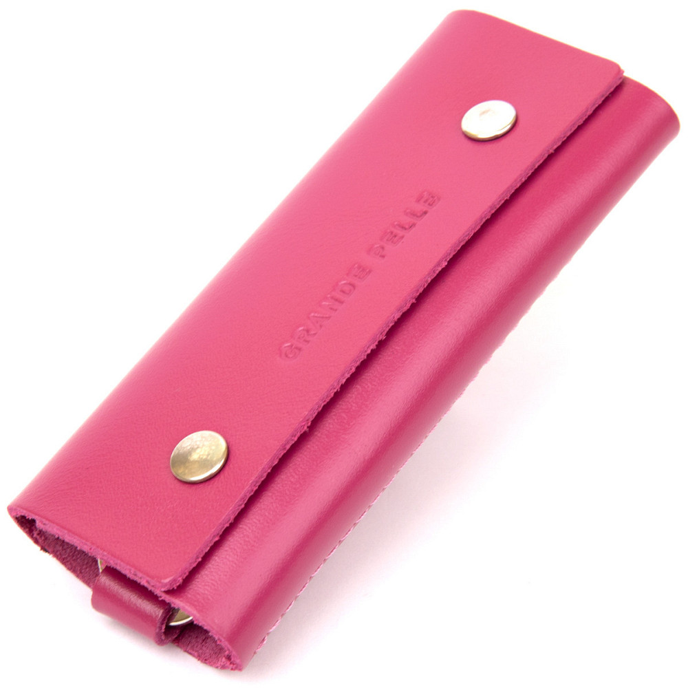 Ключниця тубус шкіряна на кнопках Grande Pelle 11349 Фуксія Київ - фото 1