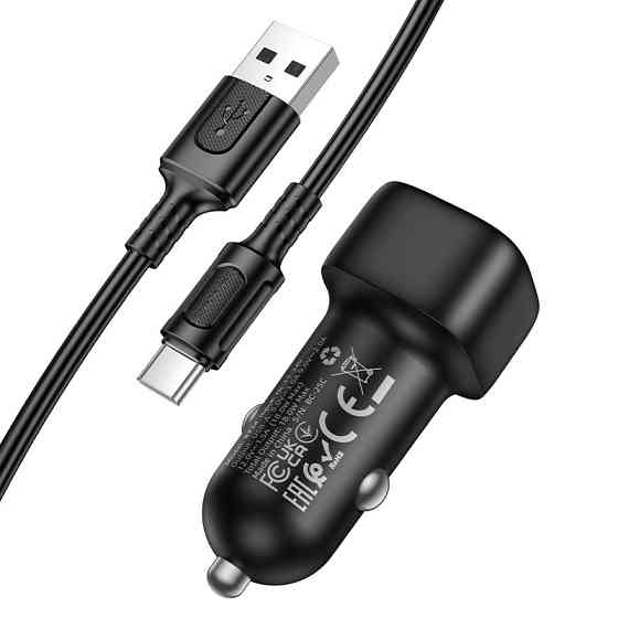 Автомобільний зарядний пристрій BOROFONE BZ34 Cloud single port QC3.0 car charger set(Type-C) Black Одеса