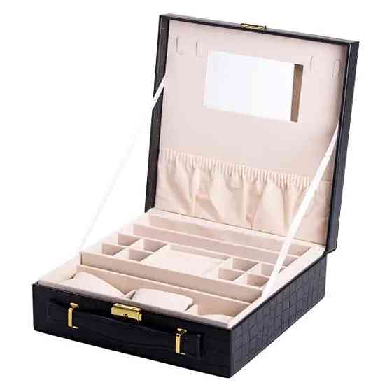 Yiwu Скринька для прикрас з еко шкіри 2 яруси органайзер для ювелірних виробів HP-5-35B Коломыя