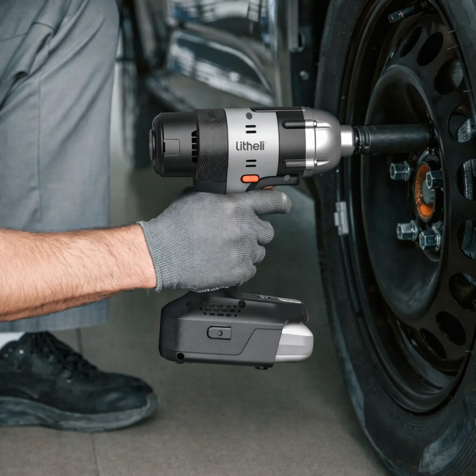 Акумуляторний ударний гайковерт Litheli щітковий, живлення від павербанку (УМБ Litheli Power Bank 20000 mAh, 45 W, 2А в комплекті) Киев - изображение 2