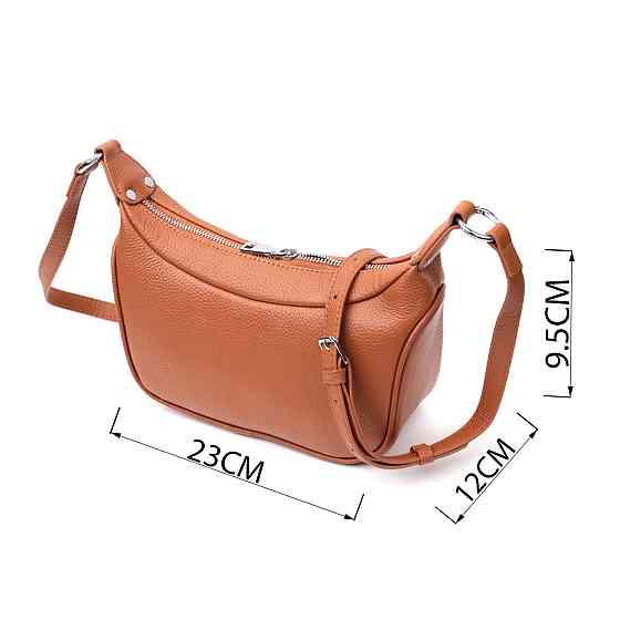 Сумка напівкруглого формату з однією ручкою з натуральної шкіри Vintage 22413 Коричнева Київ