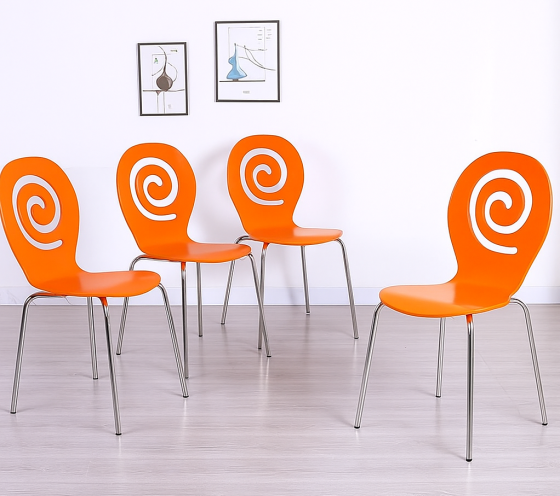 Стілець Лев дерев'яний помаранчевий Дніпро