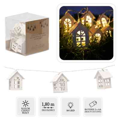 Гирлянда Chomik Будиночки, 10 LED теплий білий, IP20, 2хАА (5900779854222) Винница