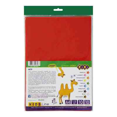 Цветная бумага ZiBi А4, фетровая, 10 листов/10 цветов (ZB.1914) Винница