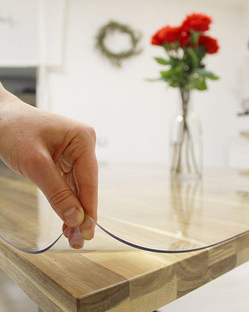 Мягкое стекло Прозрачная силиконовая скатерть на стол Soft Glass Защита для мебели 1.4х1.0 м (тощина 1.5мм) Винница - изображение 4
