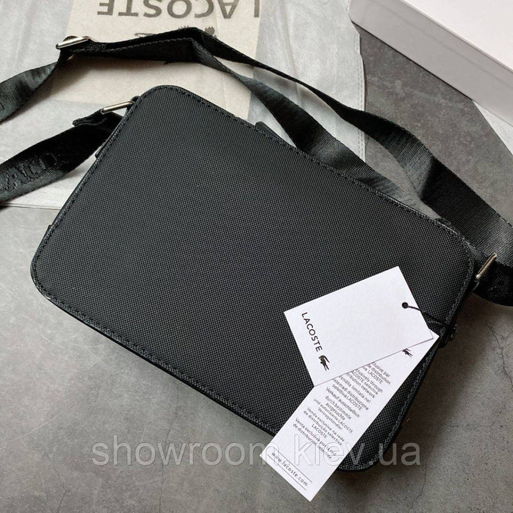 Чоловіча брендова сумка через плече Lacoste (2028) чорна Київ - фото 7