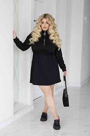 Трикотажне плаття оверсайз на кулісці "Answer" |  Норма та батал Чорний, 54-56 Київ