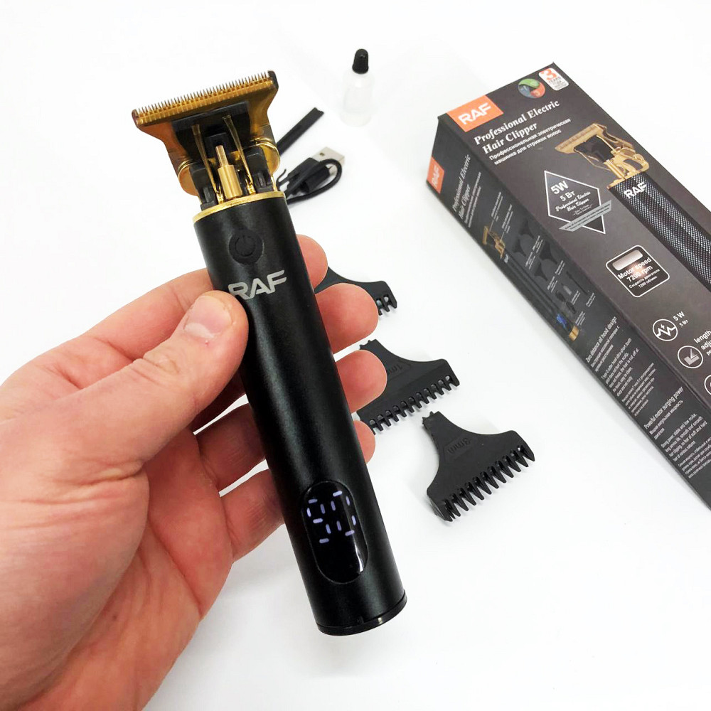 Машинка для стрижки аккумуляторная с насадками RAF R.437, Парикмахерские машинки профессиональные HS-21 Львов - изображение 9