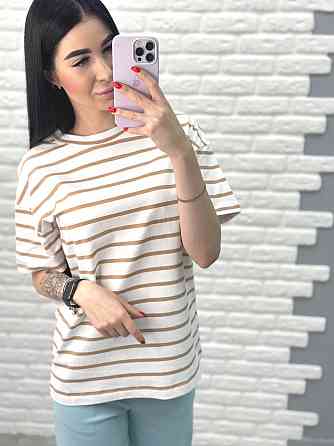 Удлиненная футболка в полоску 