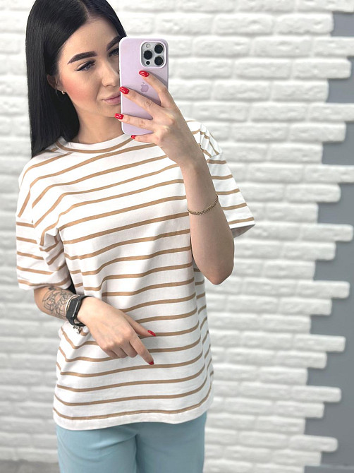 Удлиненная футболка в полоску 