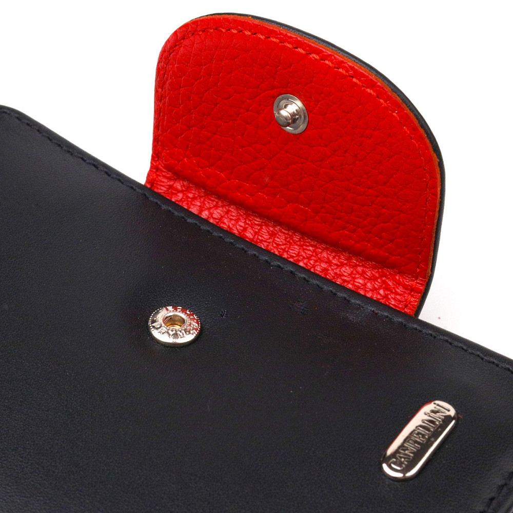 Удобный вертикальный кошелек из натуральной гладкой кожи Черный (CANPELLINI) Киев - изображение 9