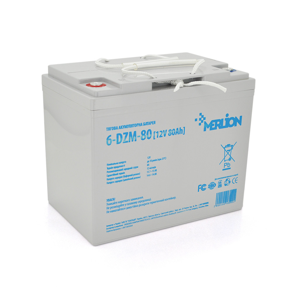 Тягова акумуляторна батарея AGM MERLION 6-DZM-80, 12V 80Ah ( 265 x 168 x 215) Q1 Київ - фото 1