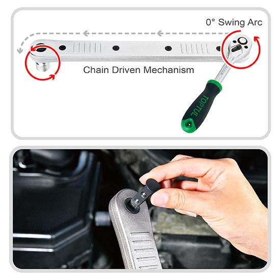 Подовжувач-редуктор для роботи в обмеженому просторі 3/8"x1/4", 3/8x3/8 з адаптерами TOPTUL CAPA0812 Одеса - фото 3