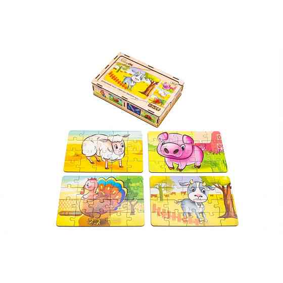 Дерев’яний дитячий пазл 4в1 "Свійські тварини" Puz-75595, 80 елементів Вінниця