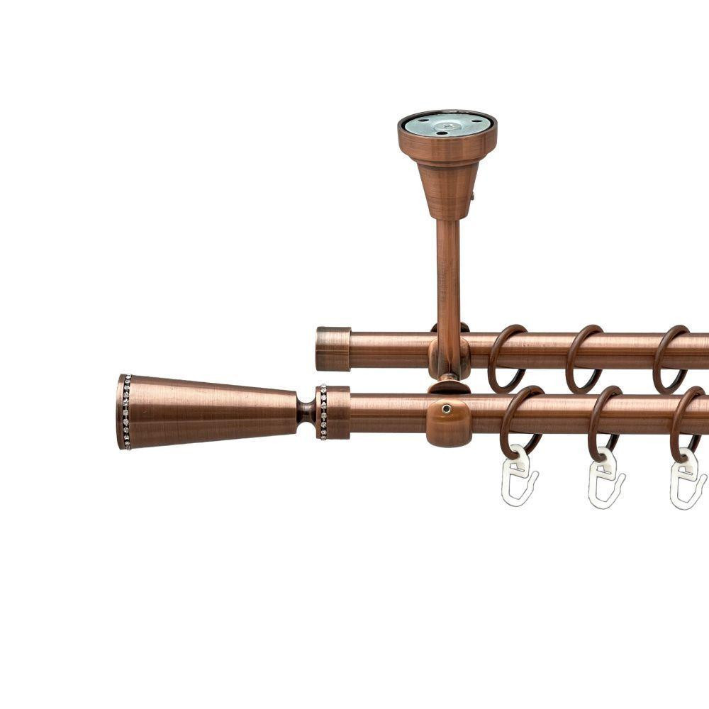 Карниз Orvit Меркурія металевий дворядний відкритий до стелі гладка труба кільце металеве Мідь 16\16 мм 300 см Львов - изображение 1