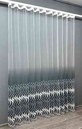 Тюль VR-Textil 1763т Фатин "Омбре" з вишивкою та люрексом Мурена з білим 300х200 см (42-0993) Київ