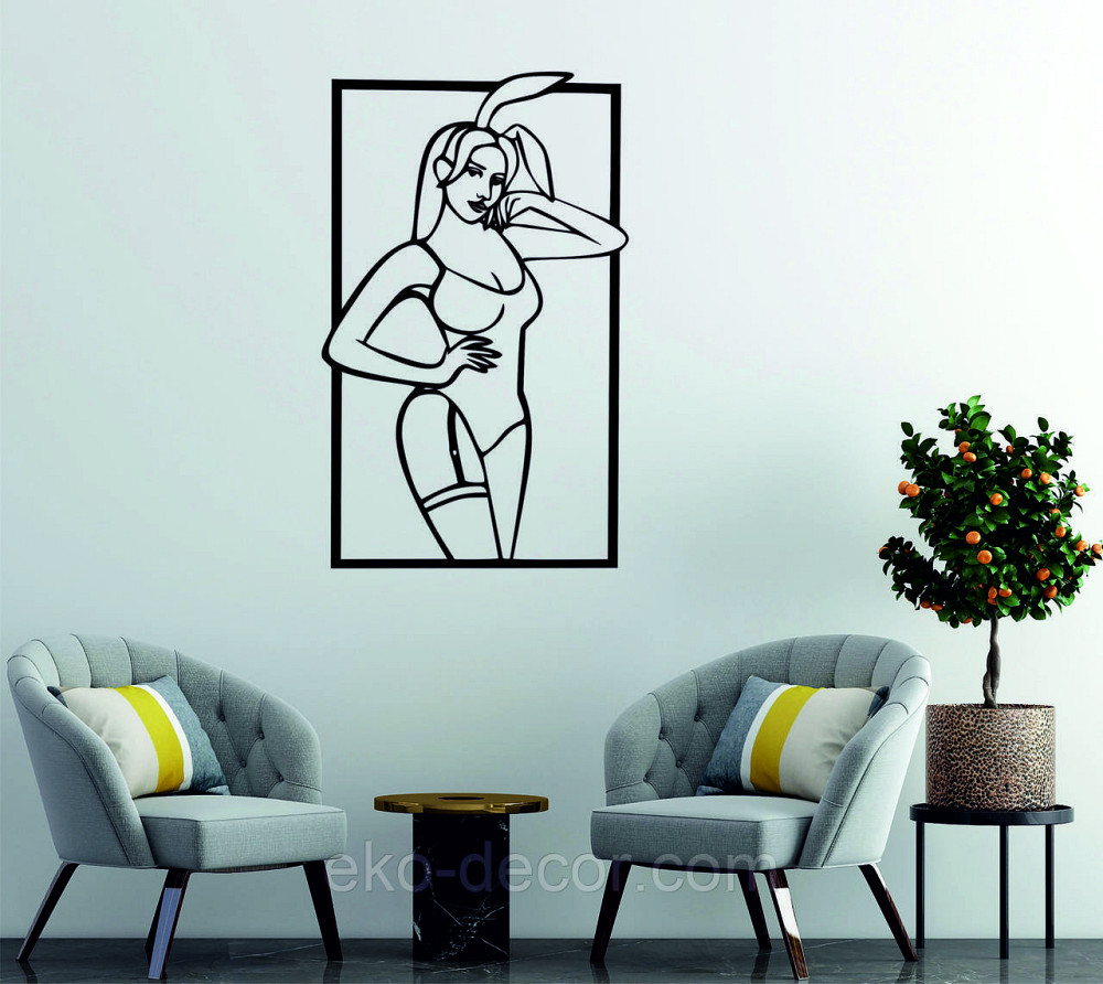 Декоративное настенное Панно «Плей-бой» Декор на стену 110-68 см, Черный Киев - изображение 3