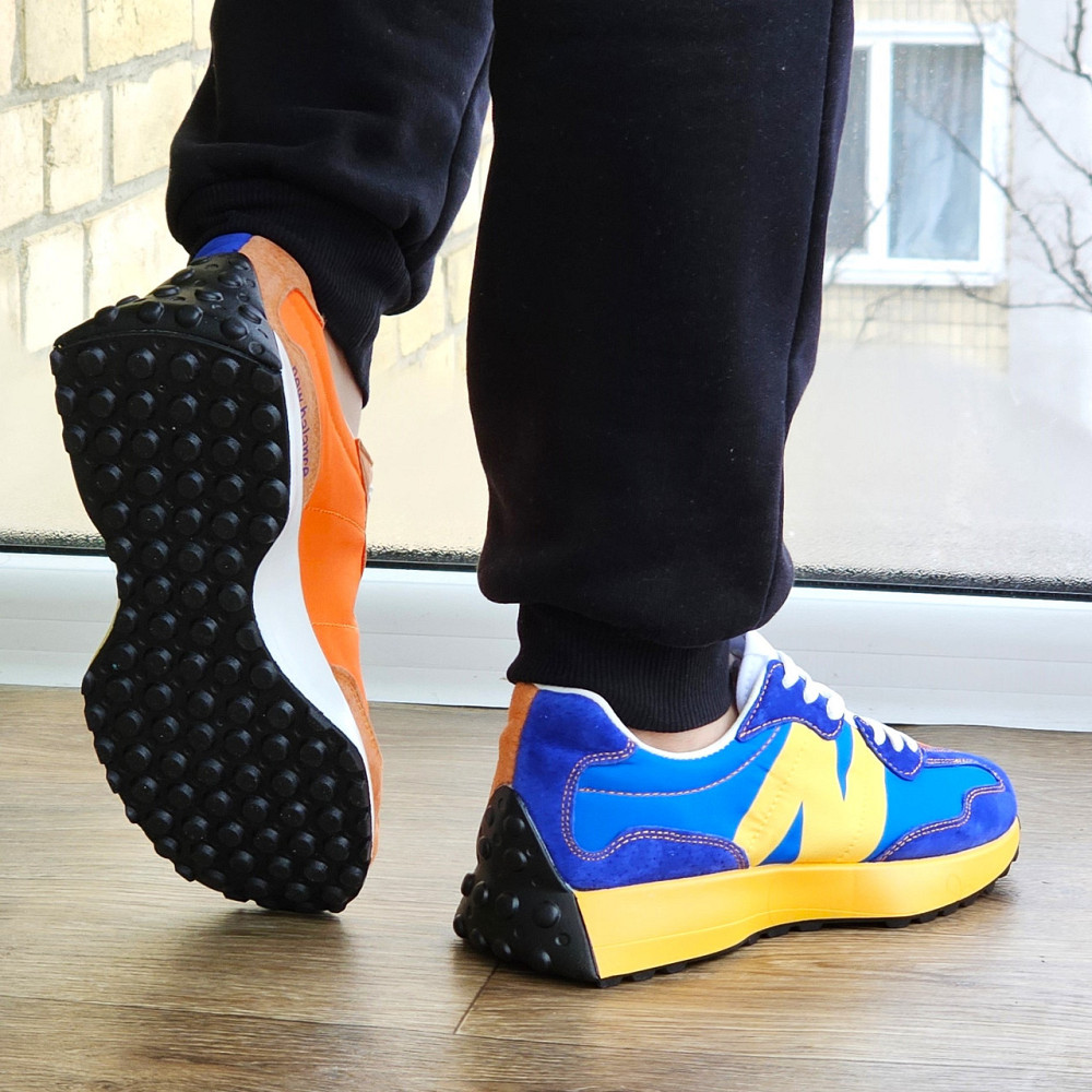 Мужские Синие Кроссовки New Balance 327 Желтые Оранжевые Нью Баланс (размеры: 41,43,44,45,46) Видео Обзор Днепр - изображение 4