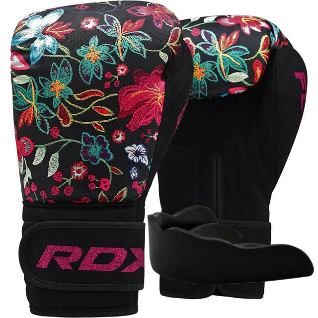 Боксерські рукавиці RDX FL-3 FLORAL BLACK-8 унцій (капа в комплекті) Каменское - изображение 1