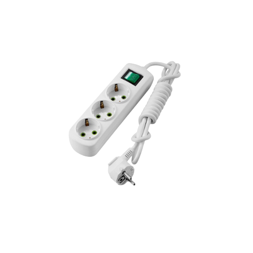 Подовжувач із заземленням 3 розетки 2м з вимикачем білий Letitia Лезард Житомир - фото 1