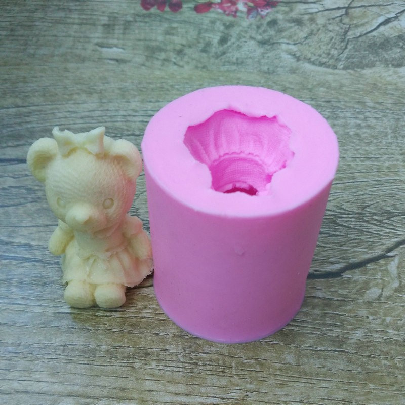 Молд силиконовый Мишка девочка 48 на 55 мм розовый Киев - изображение 5