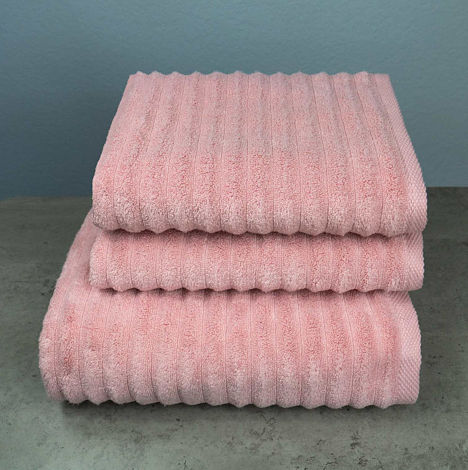 Набір махрових рушників Зеро Твіст 3шт GM Textile 50x90см, 50x90см, 70x140см 550г/м2 (Рожевий) Суми - фото 1
