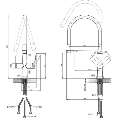 Смеситель Kroner Graz-GRP03815 (CV031337) Винница - изображение 9
