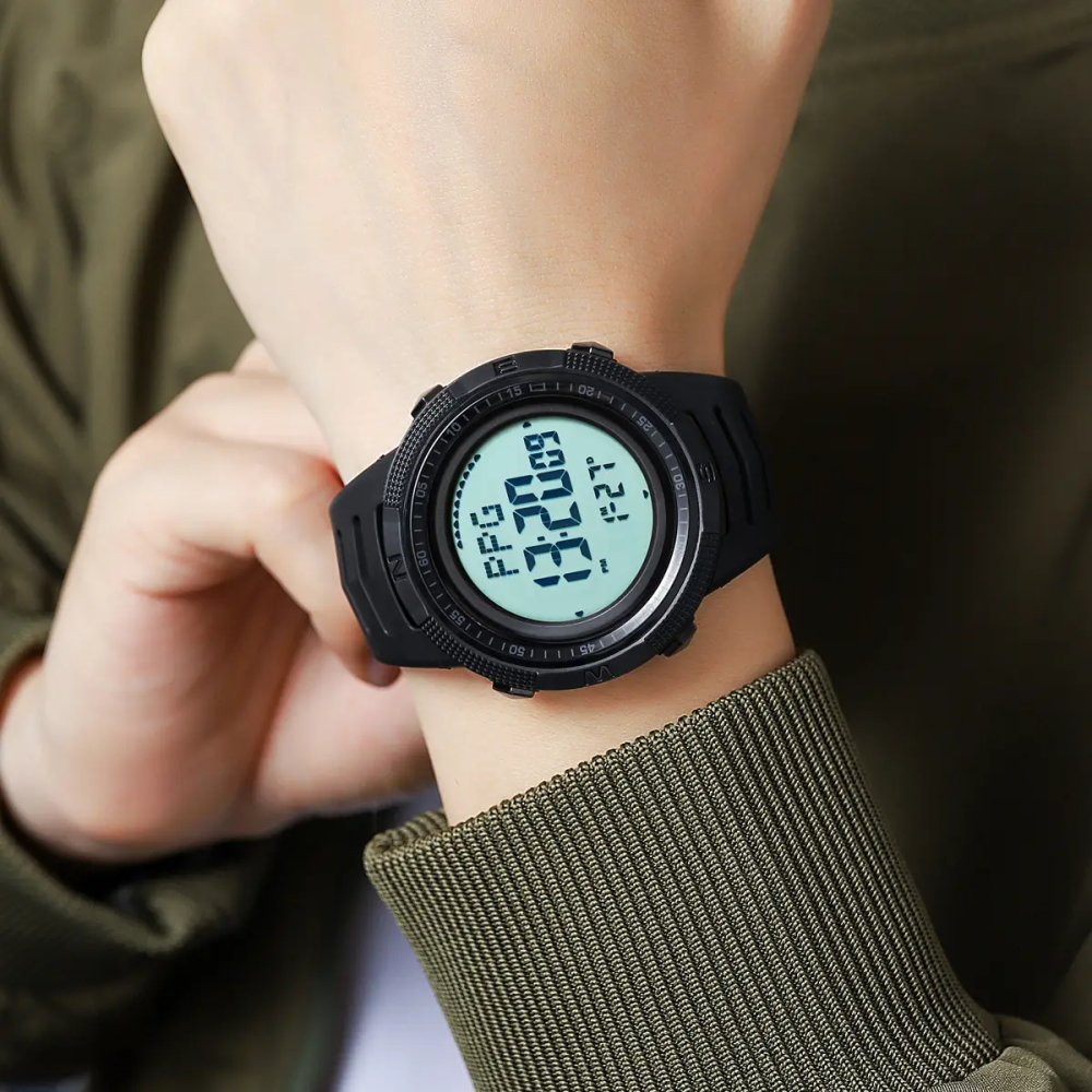 Годинник чоловічий спортивний з компасом Skmei 2147 Compass (Чорний з білим циферблатом) Київ - фото 5