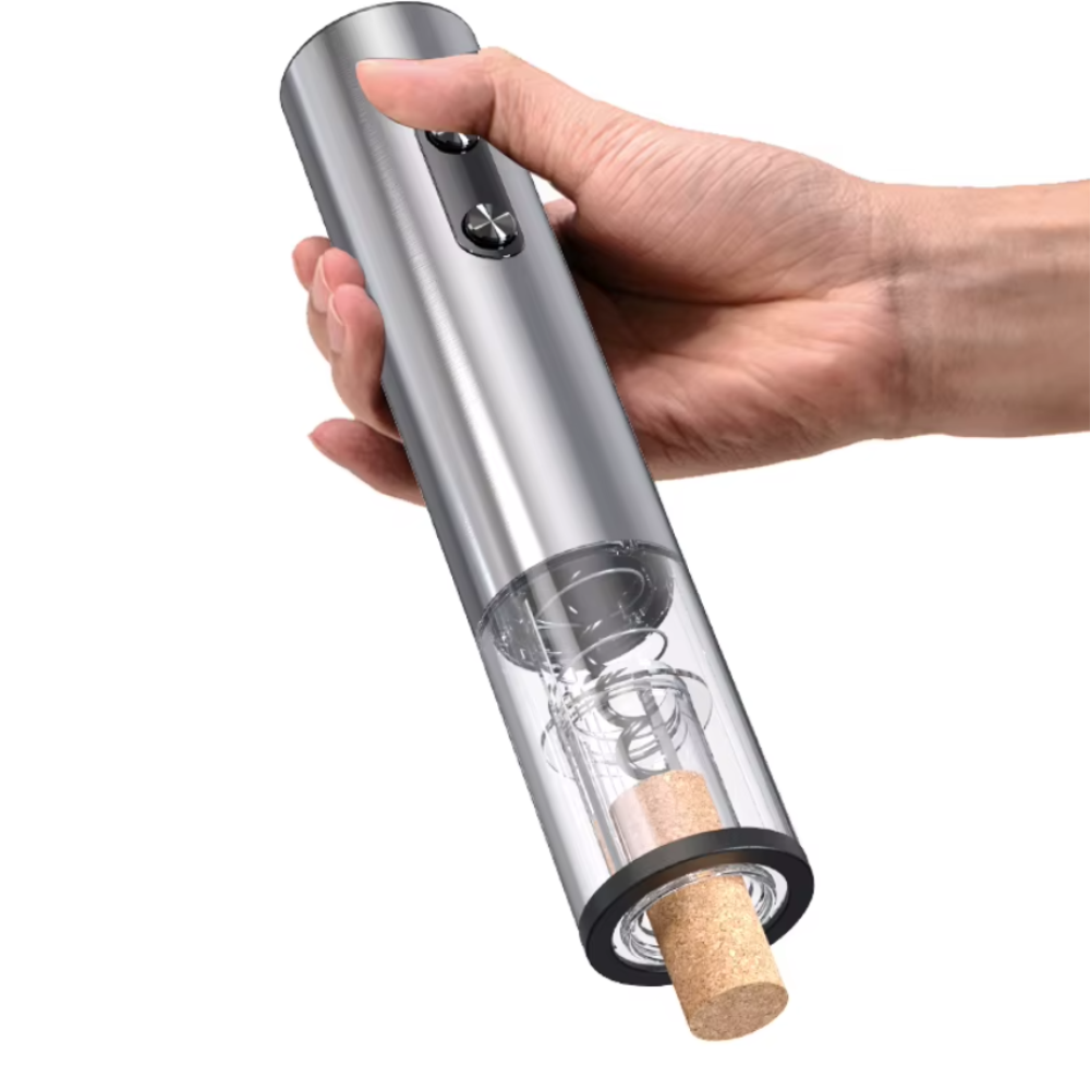 Штопор на батарейках електричний автоматичний портативний портативний електроштопор з ножем для фольги, сріблястий Кам'янець-Подільський - фото 4