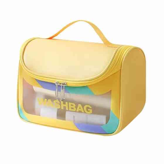 Косметичка женская прозрачная, для ванных пренадлежностей, дорожная, водонепроницаемая, желтая Каменец-Подольский