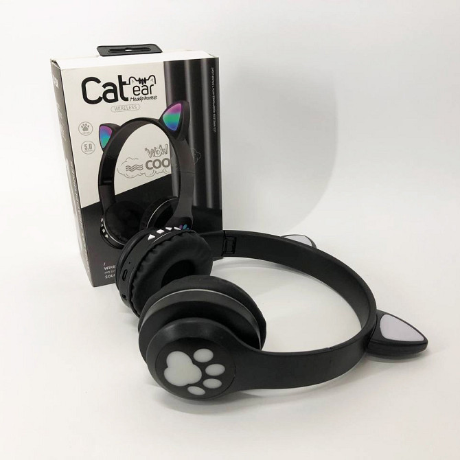 Наушники с кошачьими ушками безпроводные Cat VZV 23M, Розовые беспроводные наушники детские с ушками UJ-39 Львов - изображение 2
