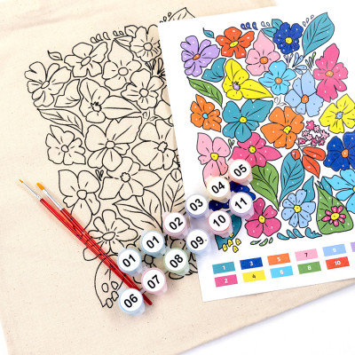 Набор для творчества Rosa Talent екосумка-розмальовка, Funny Flowers, 38х42 см (4823098543510) Винница - изображение 4